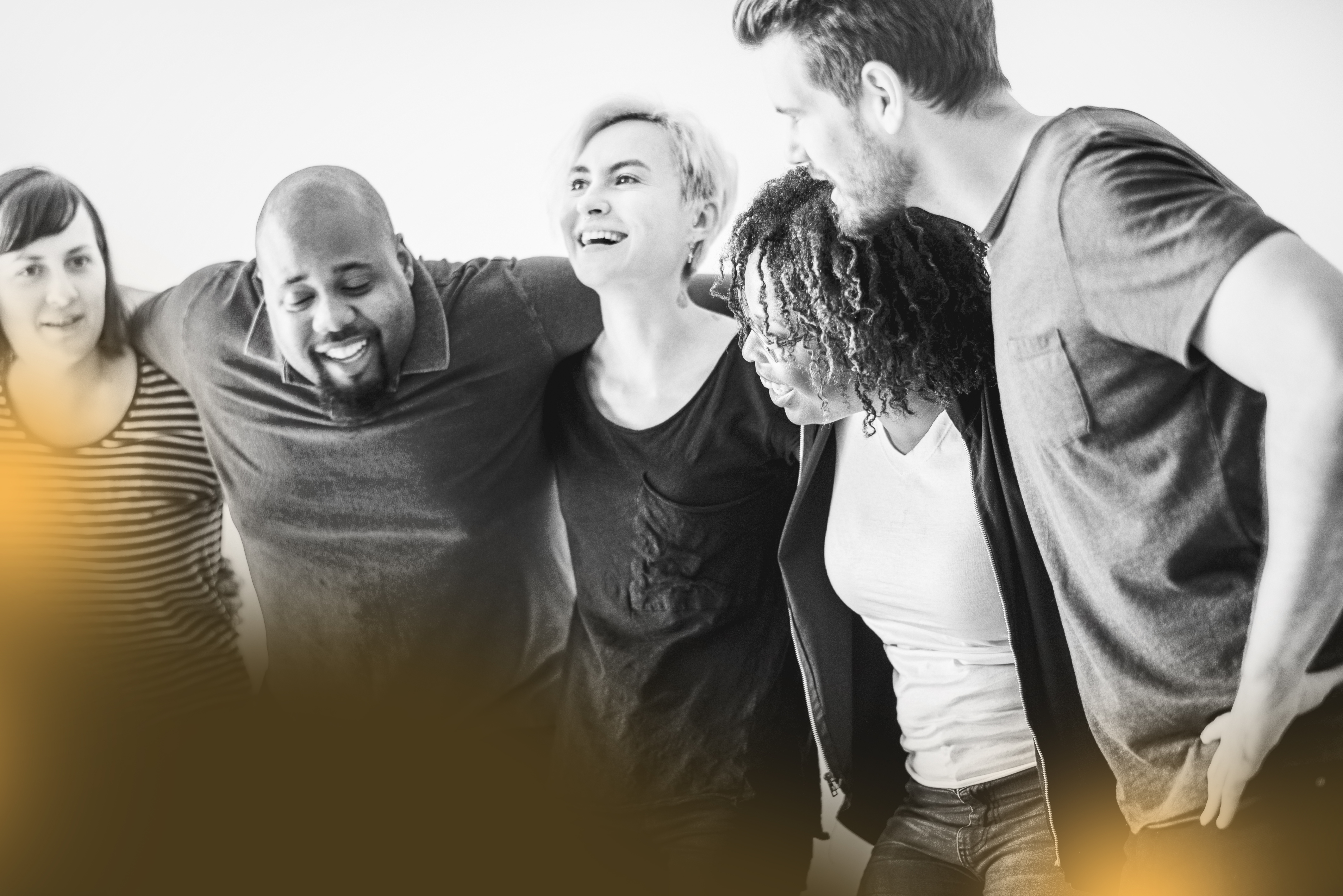 Diverse friends hugging each other